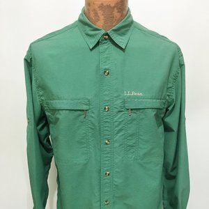 L.L. Bean M - Reg Kelly Green Long-Sleeve Nylon Shirt